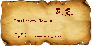 Paulnics Remig névjegykártya